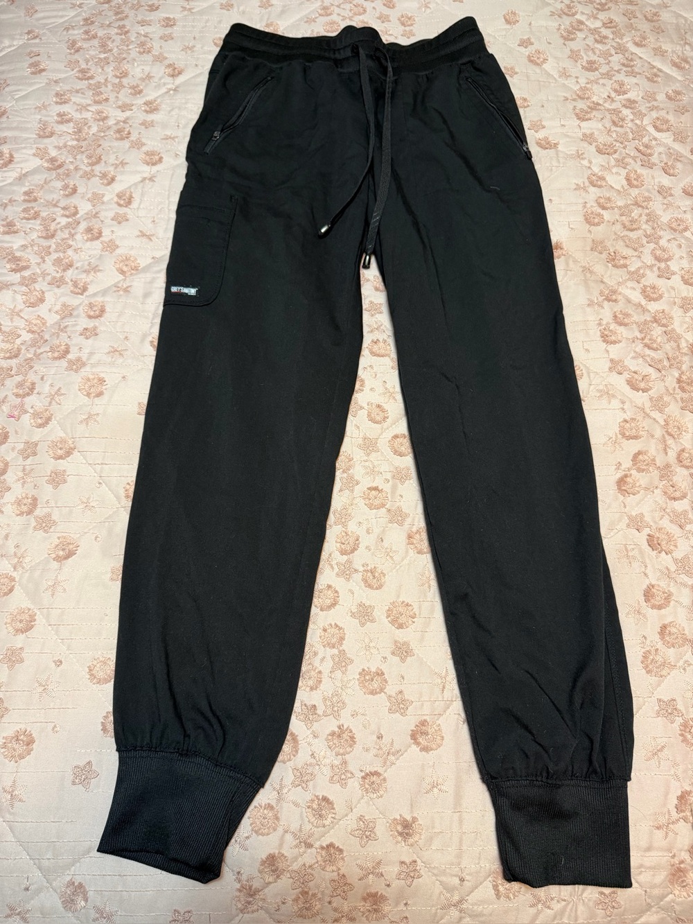Grey's Anatomy Barco Black Cargo Jogger Scrub Pants Athletic Ribbed Cuffs